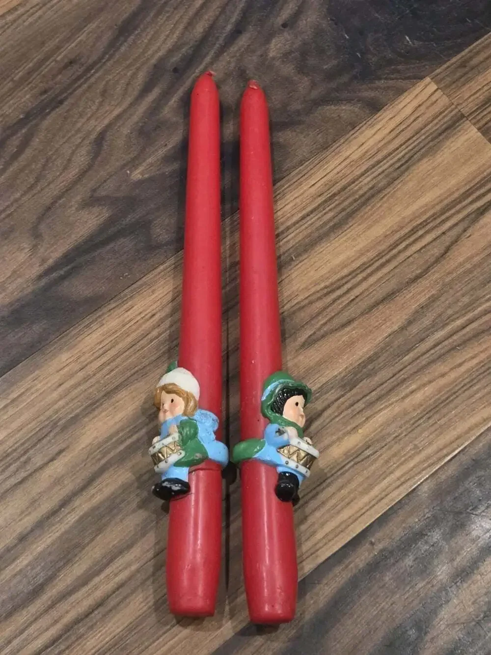 Vtf Avon Christmas Taper Candles Drummer Boy Girl Figural Set Red 10